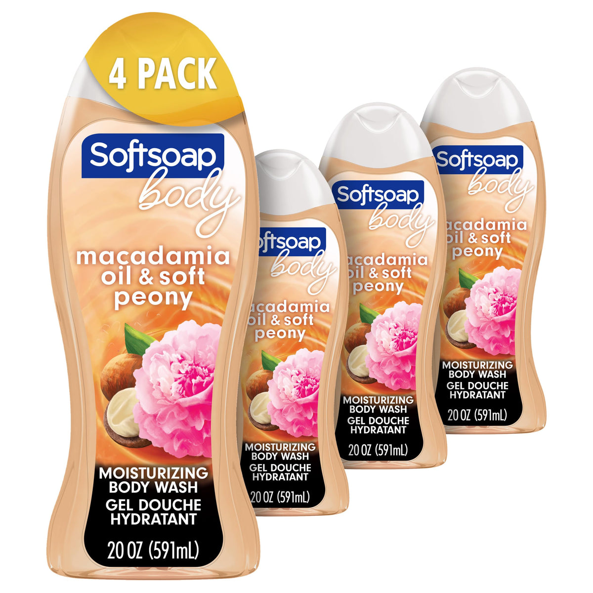 Softsoap Body Wash, Pomegranate & Mango Spritz Body Wash, 20 Fl Oz (Pack of 4)