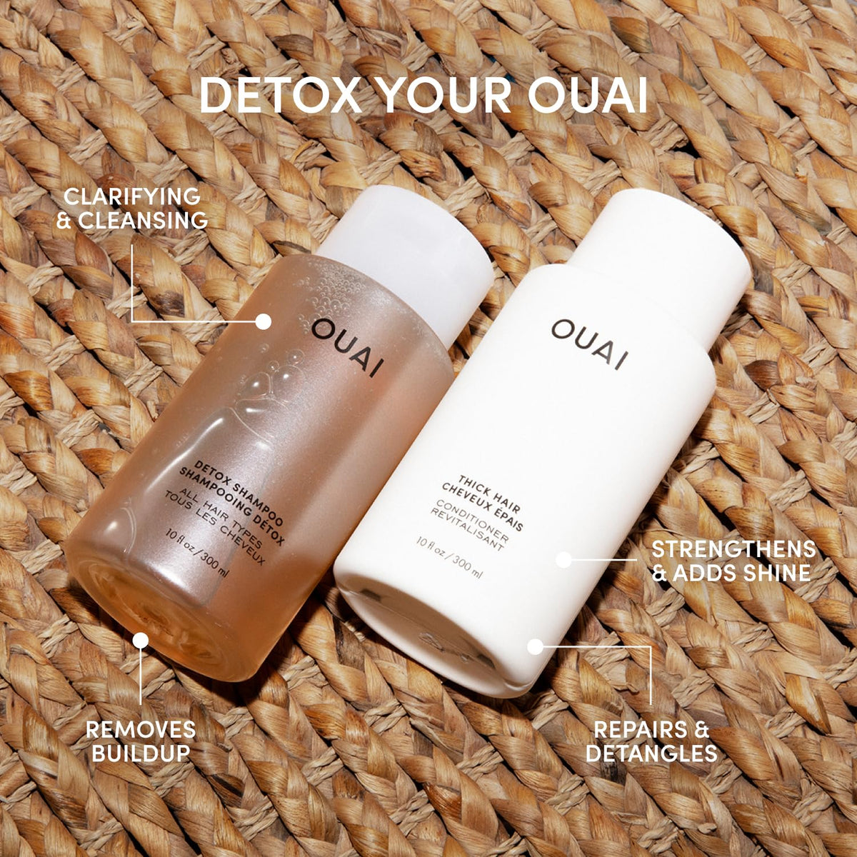 OUAI Detox Shampoo & Thick Hair Conditioner Bundle