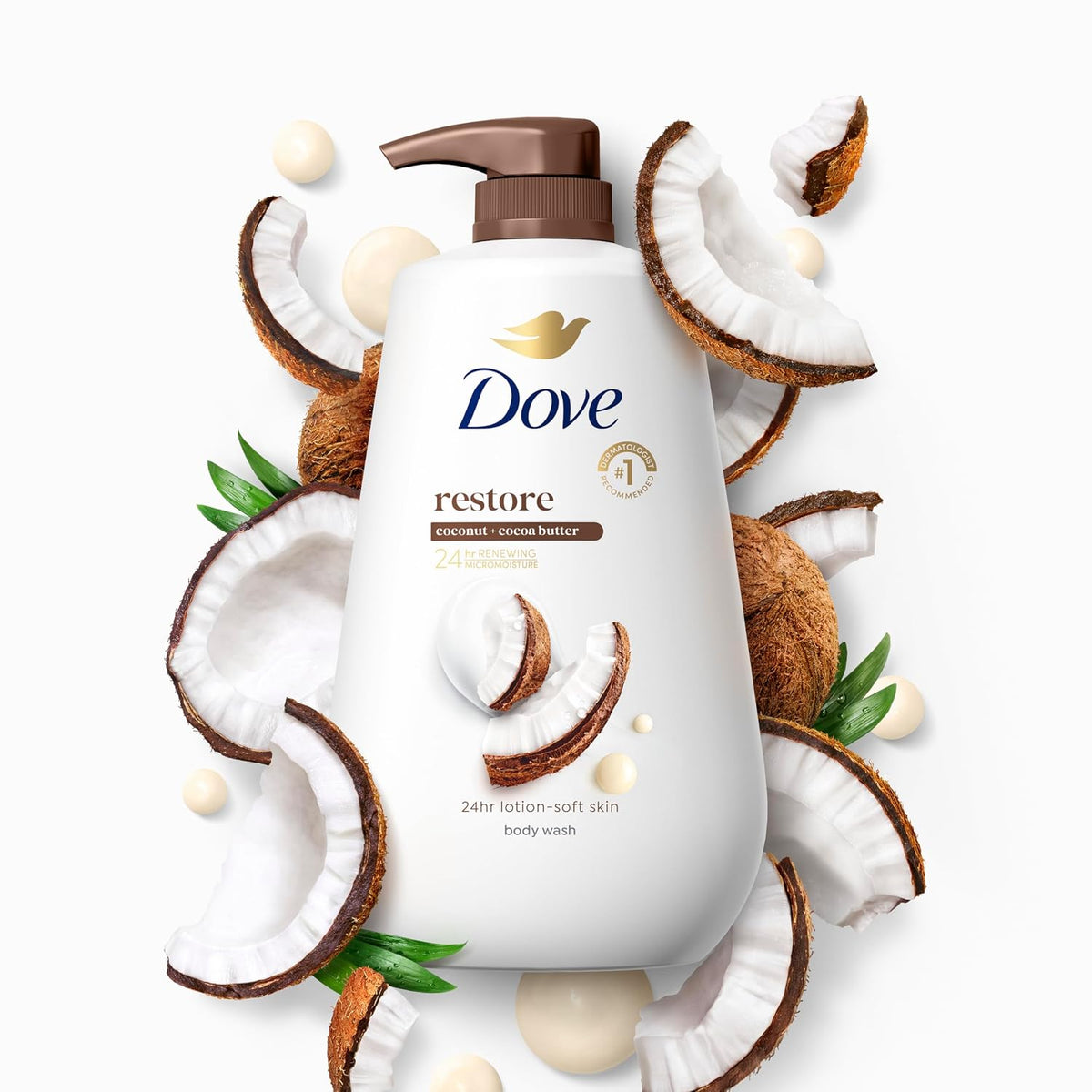 Dove Body Wash Restore Coconut & Cocoa Butter 30.6 oz Pump, Sulfate Free