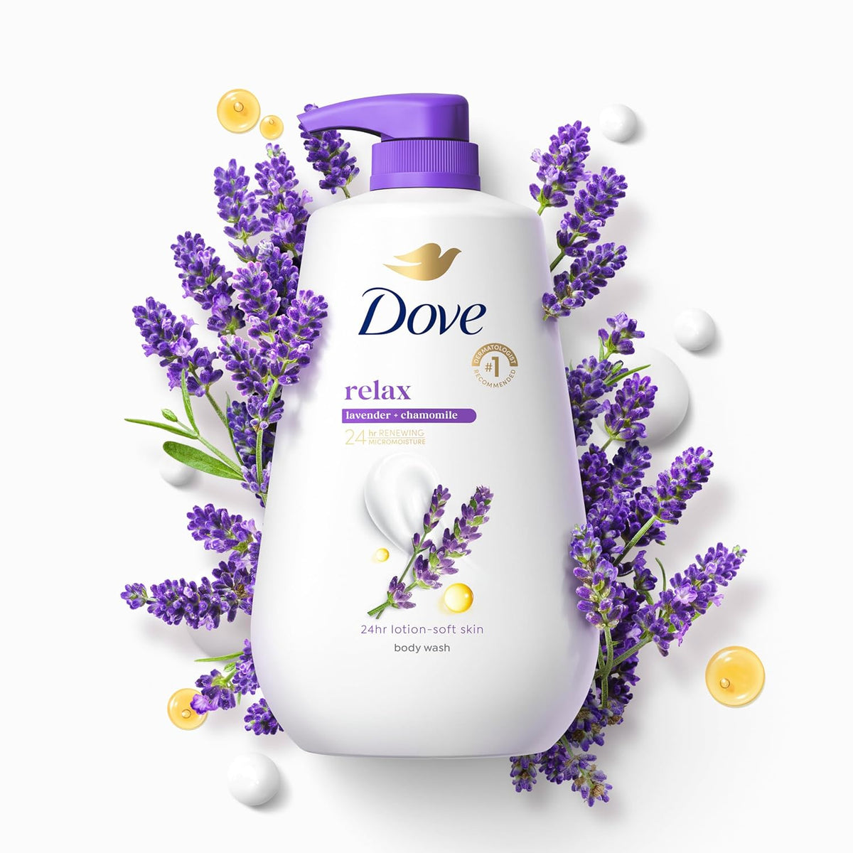 Dove Body Wash Relax Lavender Oil & Chamomile 30.6 oz Pump, Sulfate Free