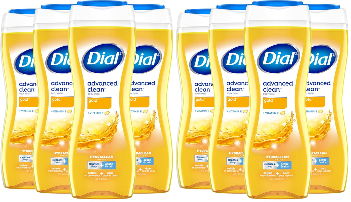 Dial Body Wash, Hydraclean Complex & Vitamin E, Gentle, Leaves Skin Feeling Nourished, Dermatologist-Tested, No Parabens & Sulfates, Exfoliate & Restore, Himalayan Salt, 16 Fl Oz (Pack of 4)