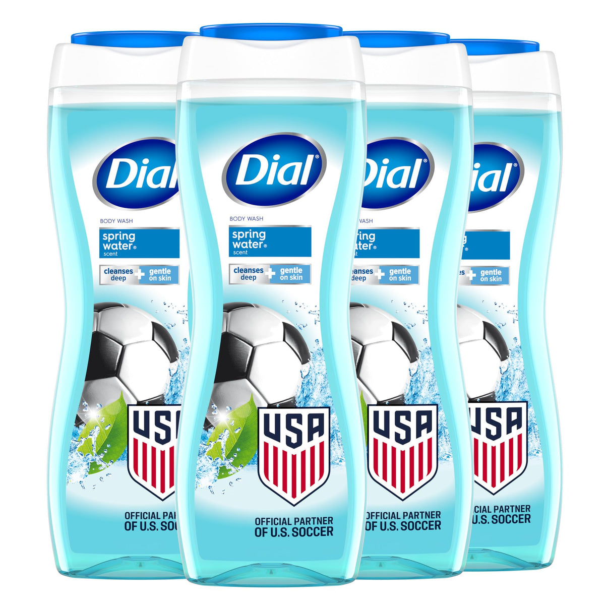 Dial Body Wash, Hydraclean Complex & Vitamin E, Gentle, Leaves Skin Feeling Nourished, Dermatologist-Tested, No Parabens & Sulfates, Exfoliate & Restore, Himalayan Salt, 16 Fl Oz (Pack of 4)