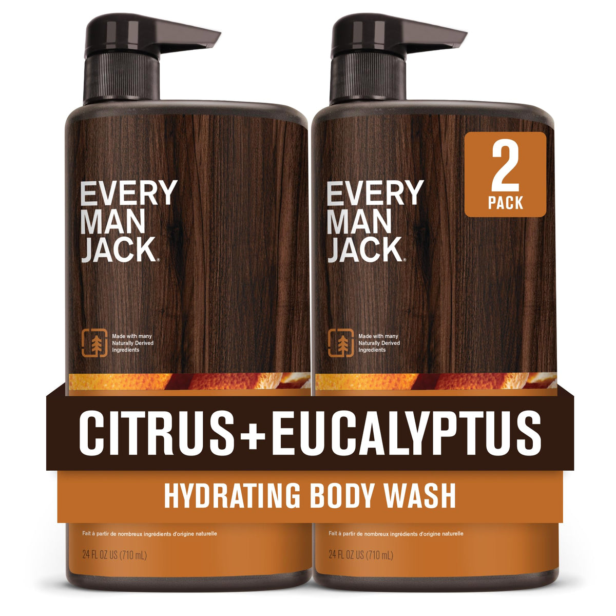 Every Man Jack Hydrating Body Wash for Men, Cedar Red Sage, 2pk
