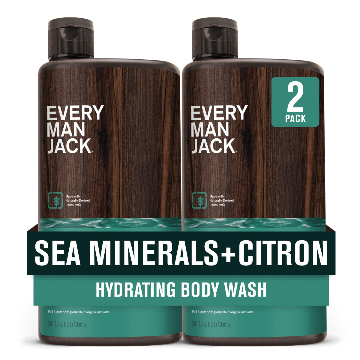 Every Man Jack Hydrating Body Wash for Men, Cedar Red Sage, 2pk