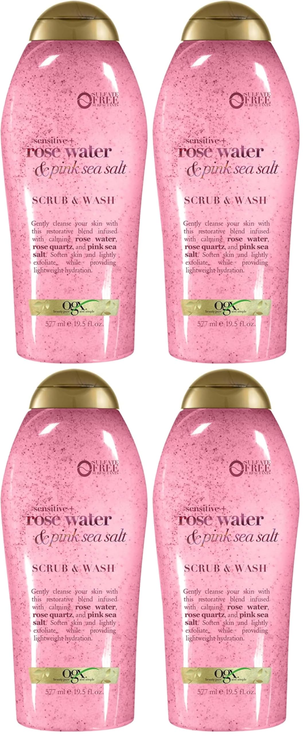 OGX Sensitive + Rose Water & Pink Sea Salt Body Scrub, 19.5 fl oz