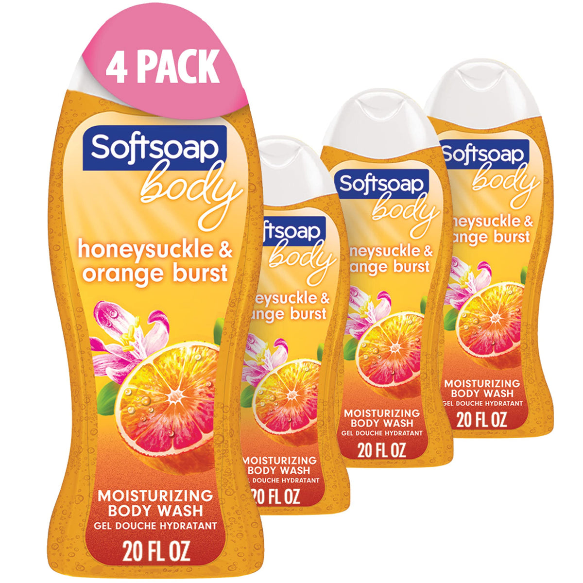 Softsoap Body Wash, Pomegranate & Mango Spritz Body Wash, 20 Fl Oz (Pack of 4)