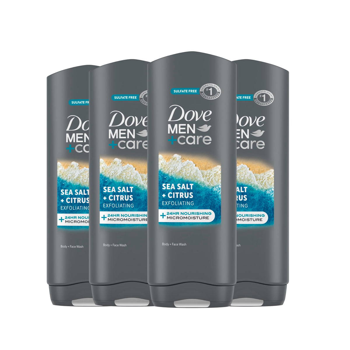 DOVE MEN Body Wash For Hydrated, Smooth Skin, 4 Count, 18 fl oz