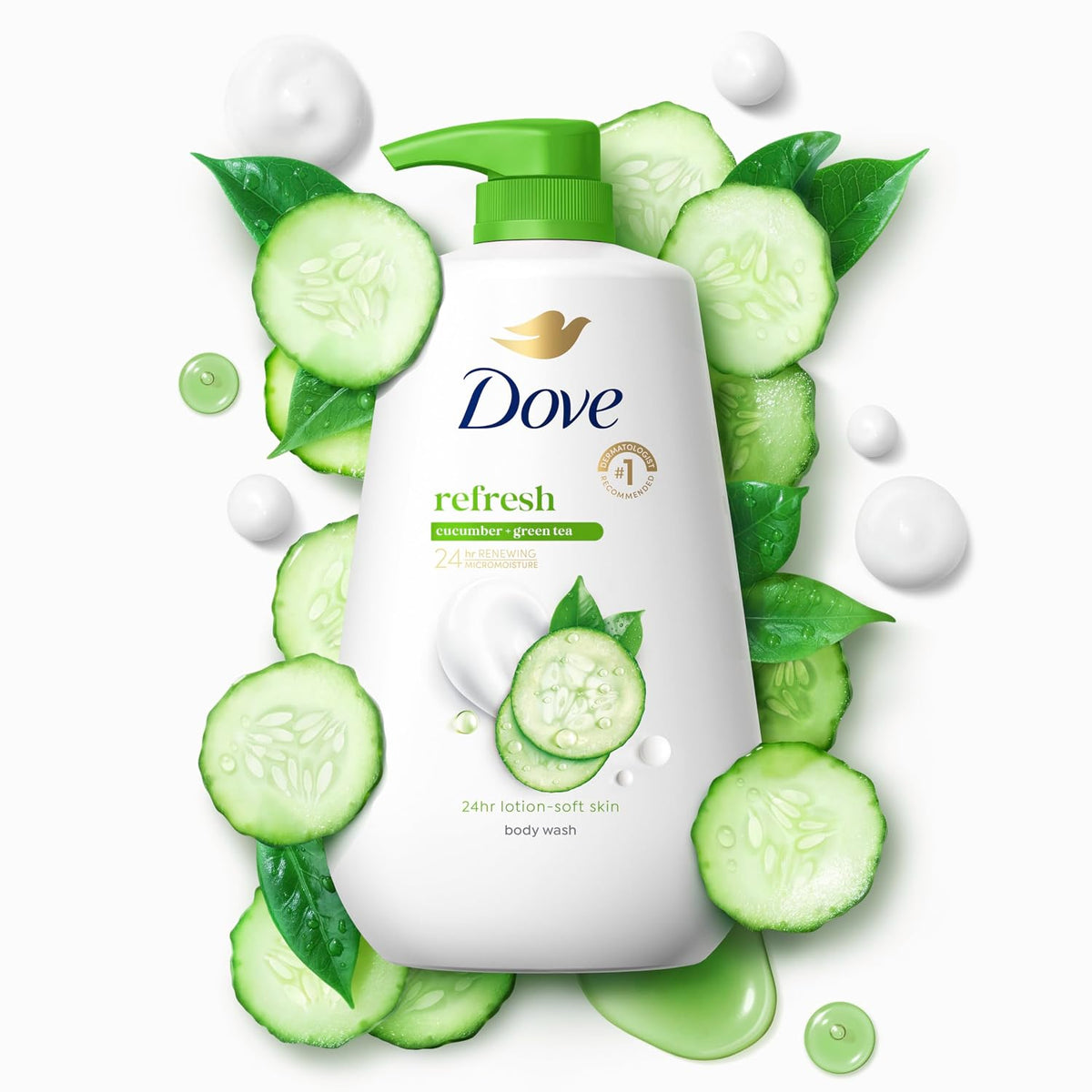 Dove Body Wash Body Wash Refresh Cucumber & Green Tea 30.6 oz, Sulfate Free