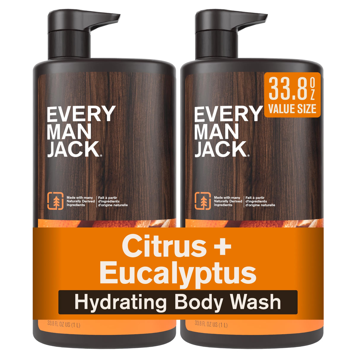Every Man Jack Hydrating Body Wash for Men, Sea Minerals Citron, 2pk