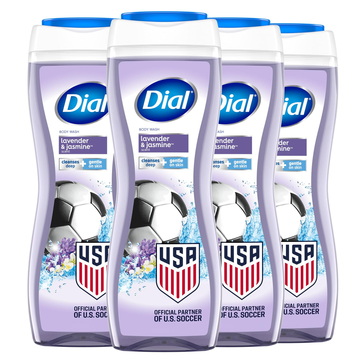 Dial Body Wash, Hydraclean Complex & Vitamin E, Gentle, Leaves Skin Feeling Nourished, Dermatologist-Tested, No Parabens & Sulfates, Exfoliate & Restore, Himalayan Salt, 16 Fl Oz (Pack of 4)