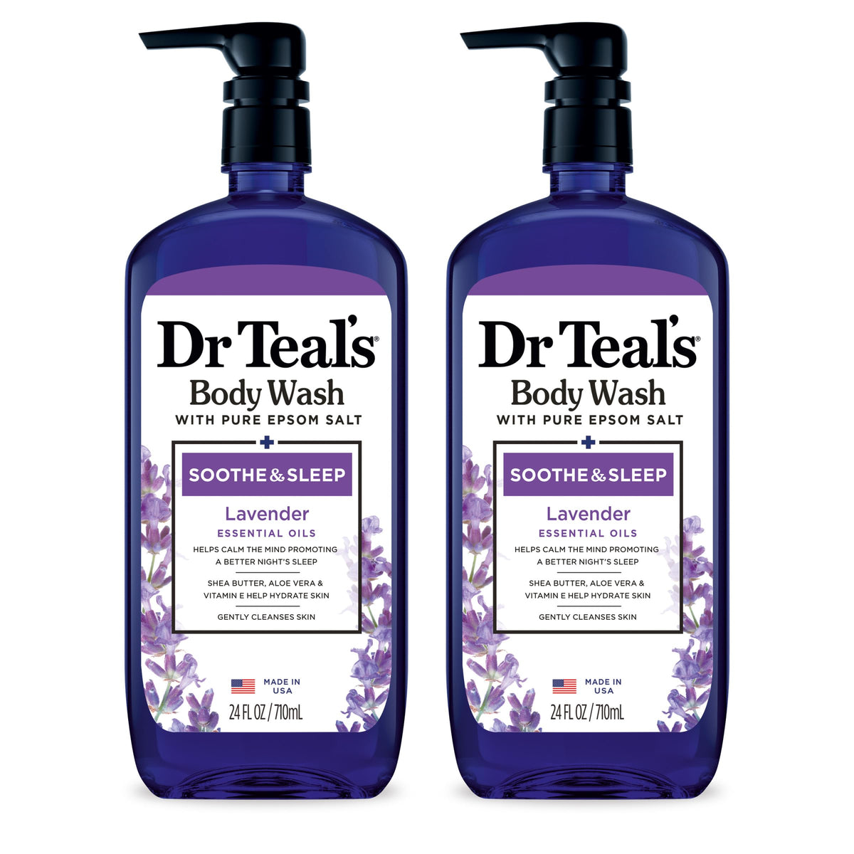 Dr Teal's Body Wash with Pure Epsom Salt, Relax & Relief with Eucalyptus & Spearmint, 24 fl oz (Pack of 2)