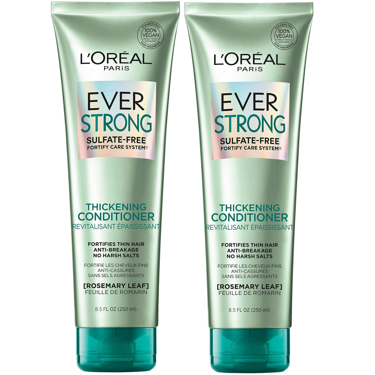 L'Oreal Paris Thickening Sulfate Free Conditioner, Thickens + Strengthens Thin, Fragile Hair, Hair Care with Rosemary Leaf, EverPure, 8.5 Fl Oz (Packaging May Vary)