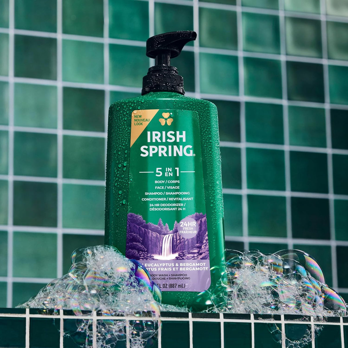 Irish Spring 5 in 1 Body Wash for Men, Fresh Eucalyptus & Bergamot, 887 mL