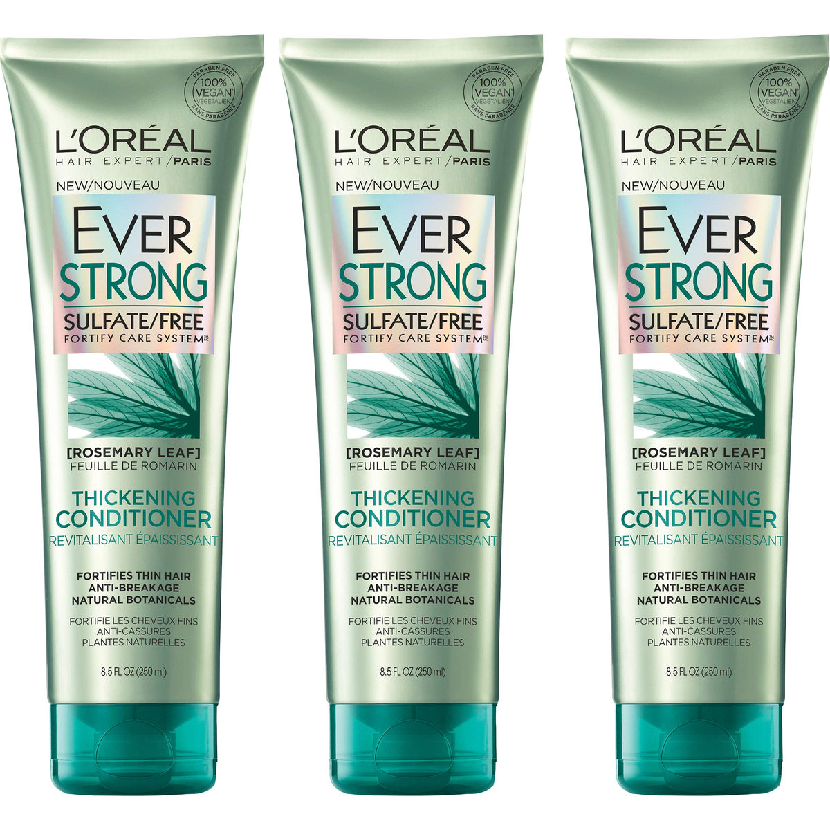 L'Oreal Paris Thickening Sulfate Free Conditioner, Thickens + Strengthens Thin, Fragile Hair, Hair Care with Rosemary Leaf, EverPure, 8.5 Fl Oz (Packaging May Vary)